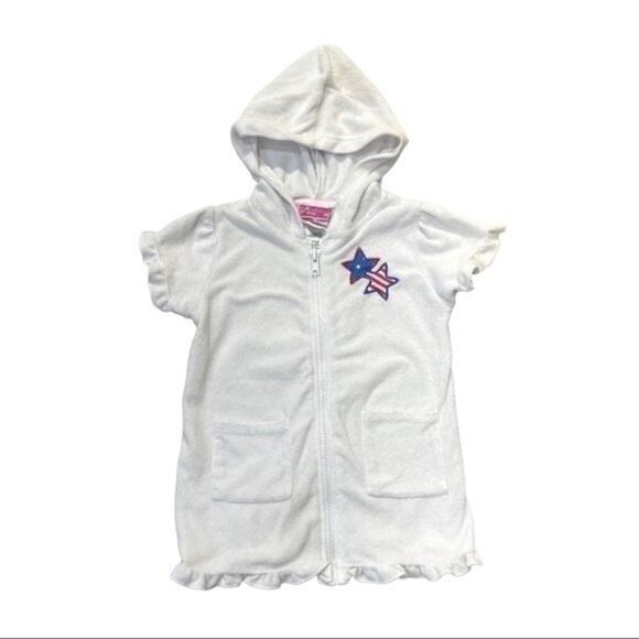 Terry Cloth Full Zip Hooded Swim Coverup Size 18 Months white - Picture 1 of 6